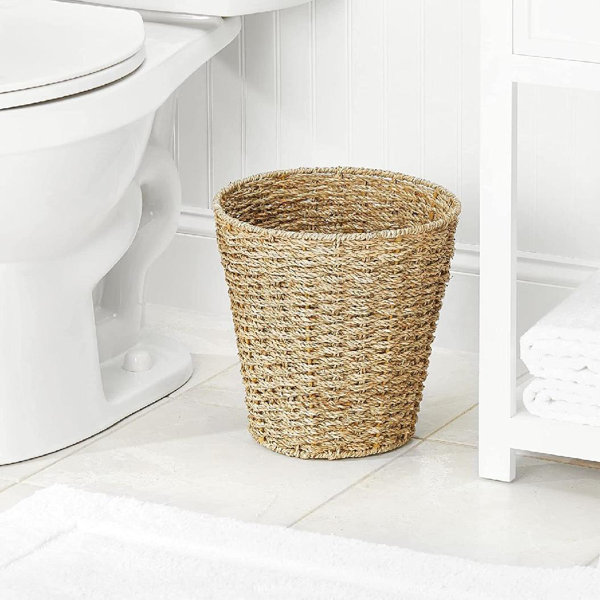 Bayou Breeze Seagrass Waste Basket Boho Double Woven Trash Can Small